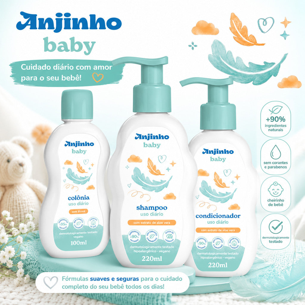 Kit Anjinho Baby Shampoo 220ml + Condicionador 220ml + Hidratante 200ml + Colônia 100ml