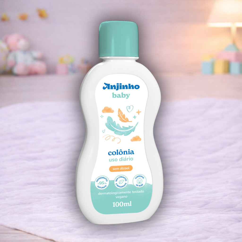Kit Colônia + Hidratante Infantil Anjinho Baby Uso Diário | Sem Álcool Vegano Hipoalergênico
