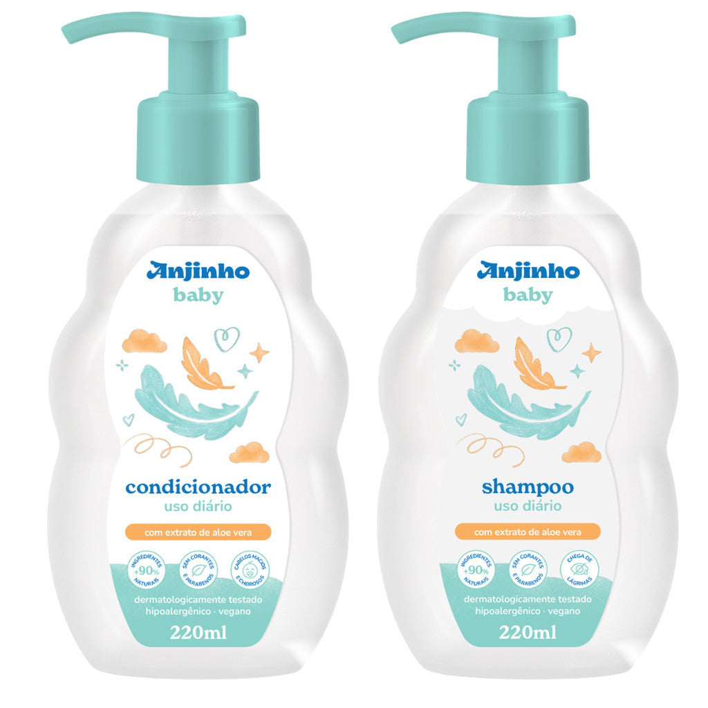 Kit Completo Anjinho Baby 5 Produtos Shampoo Condicionador Colônia Hidratante Sabonete Líquido