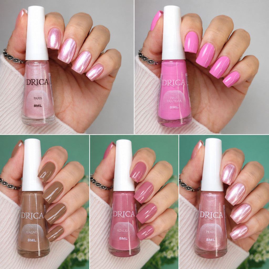 Kit 10 Esmaltes Cores Tons Nude e Rosa - Drica