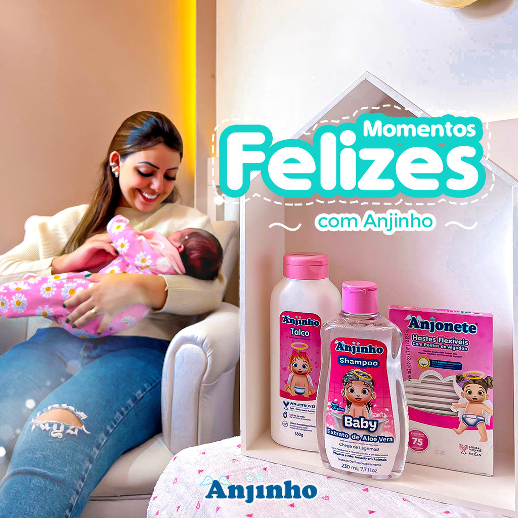 Kit Colônia + Hidratante Infantil Anjinho Baby Uso Diário | Sem Álcool Vegano Hipoalergênico